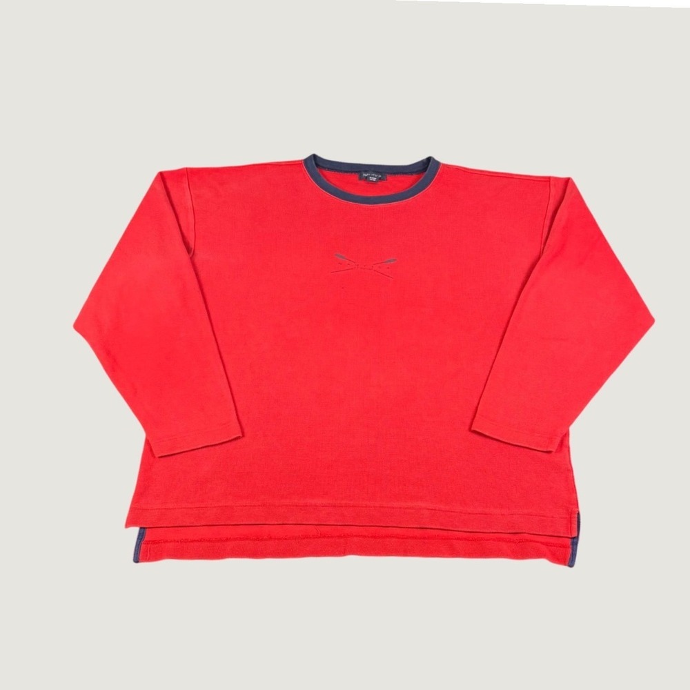 Nautica Mens XXL Red Waffle Knit Long Sleeve Shirt Cotton Crew Neck Pullover